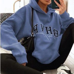 FashionV - Letter Print Long-sleeved Oversized Hoodie